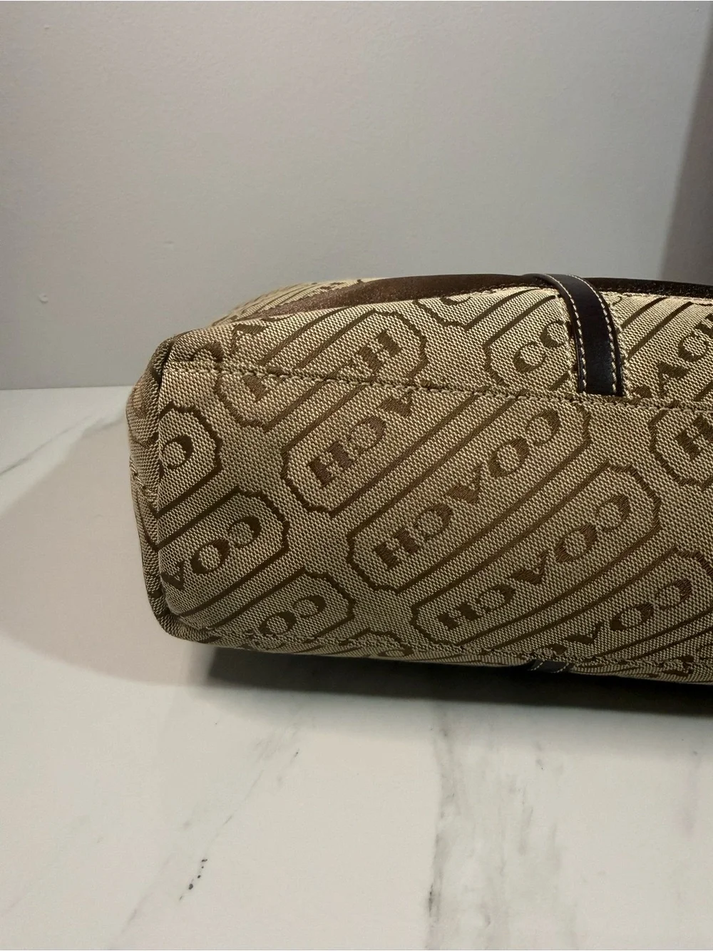 Coach Lozenge Beige and Brown Tote Bag